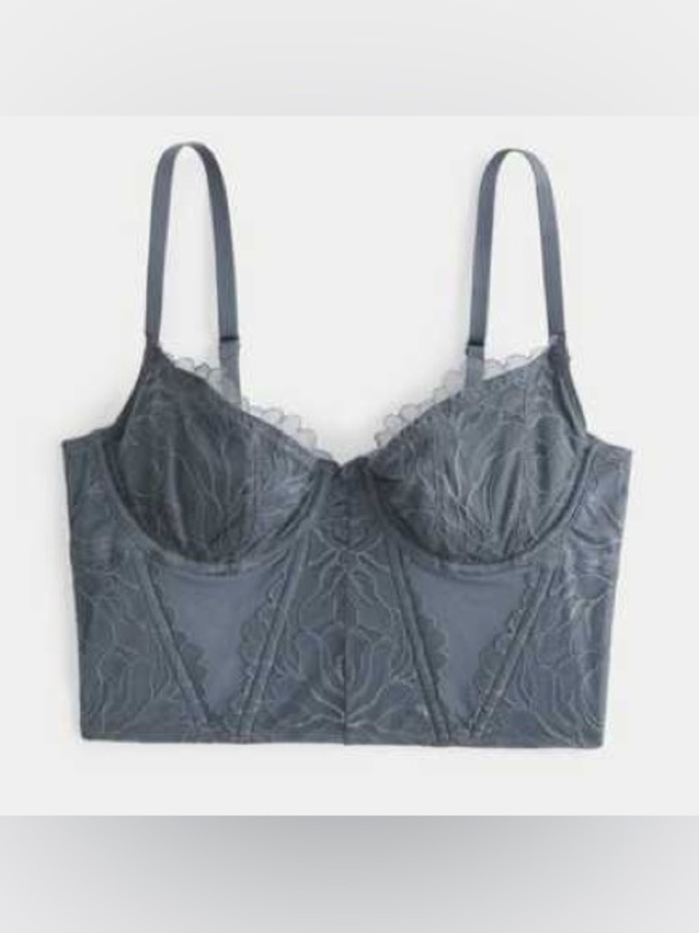 NWT - Gilly Hicks Dark Gray Lace Corset Bustier Crop Top - Size M